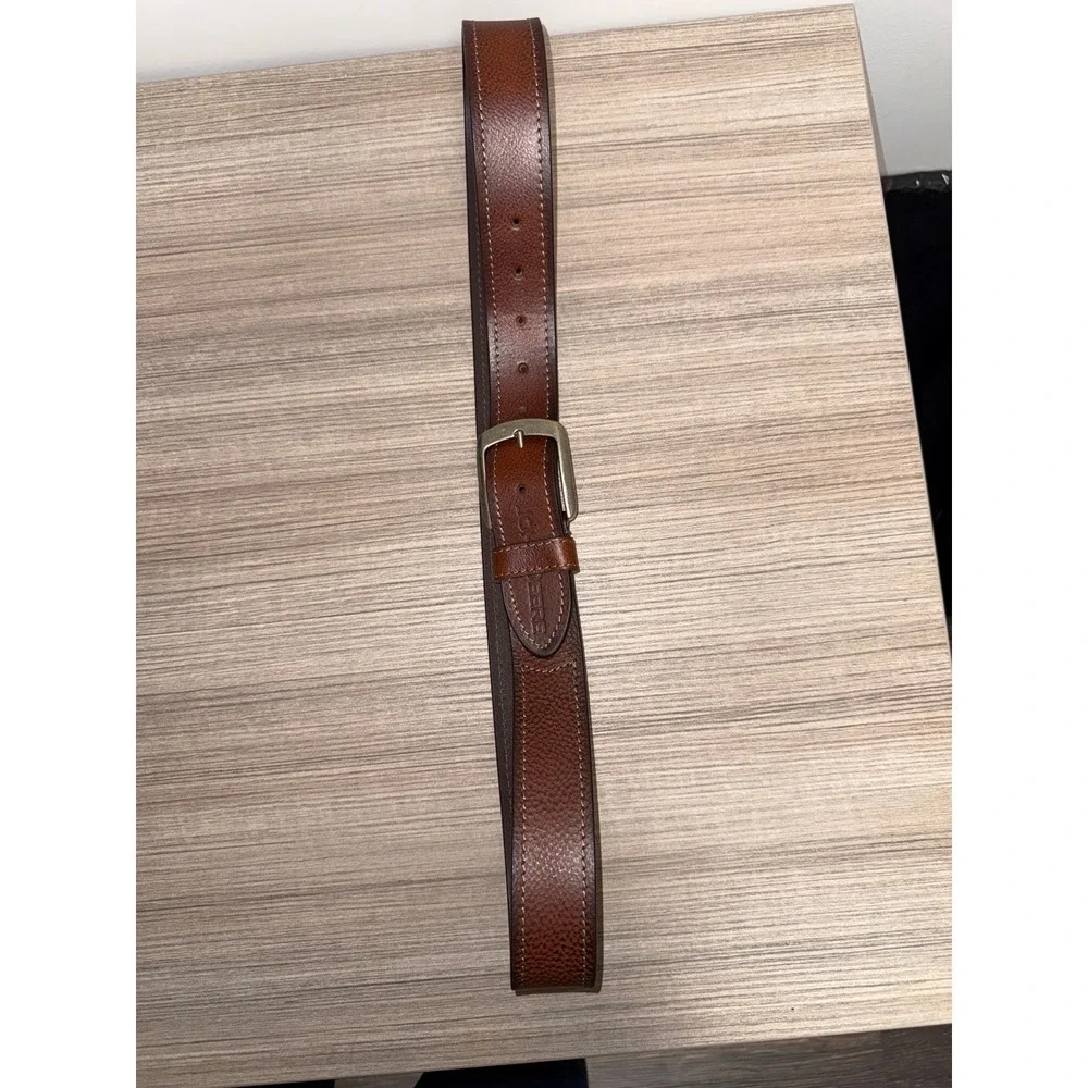 John Deere Mens Brown Genuine Leather Belt Large Pebbled Logo BTA9F3UPCA